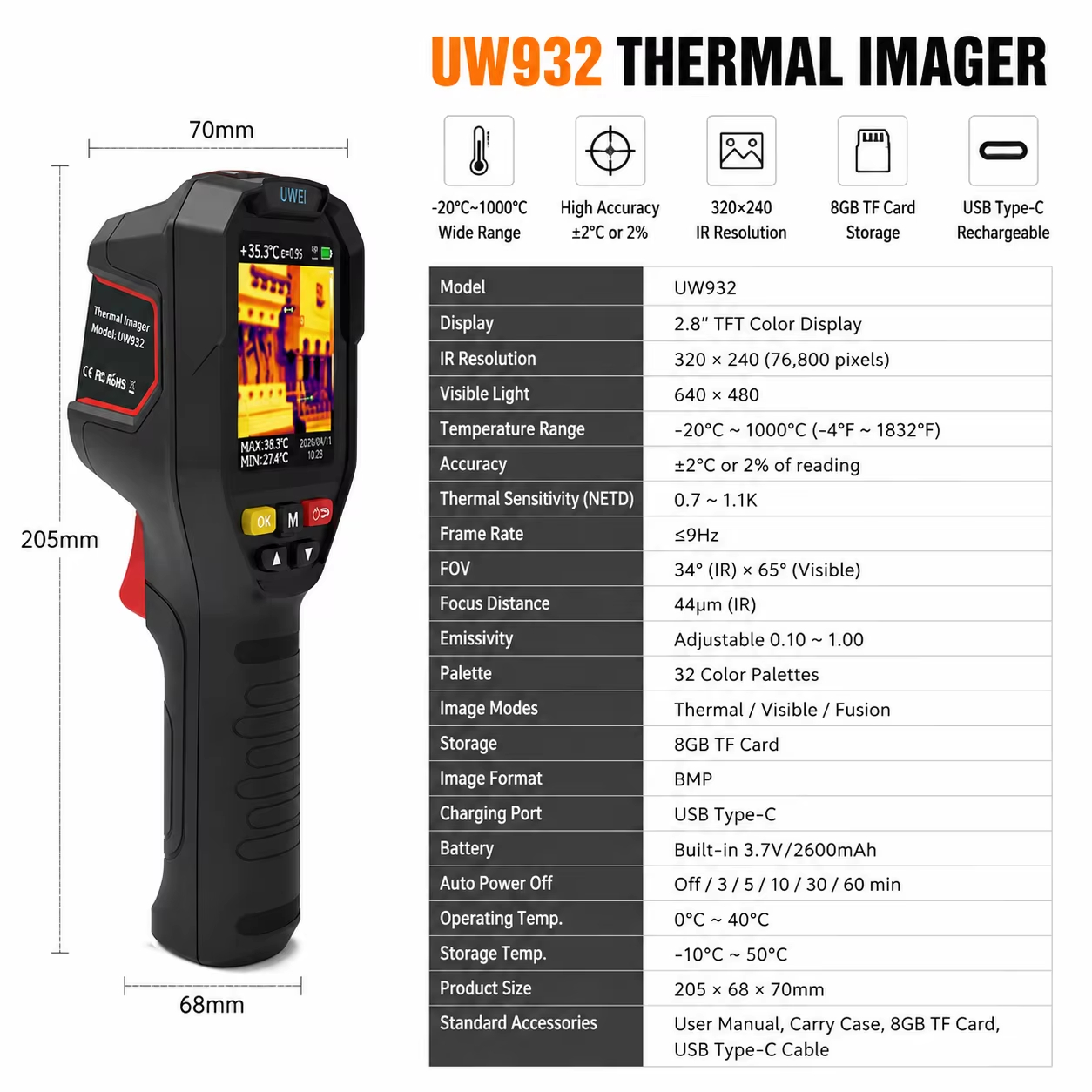 Câmara Térmica Portátil 32x32  - Thermal Imaging Camera Pcb Repair avaliação e preço